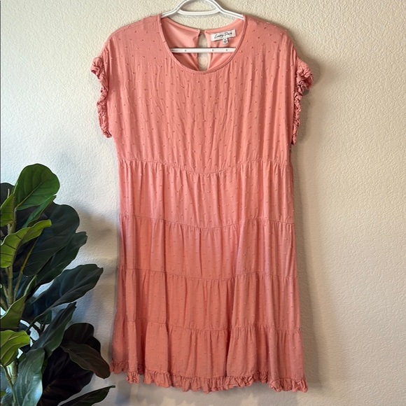 emory park Dresses & Skirts - Emory Park pink tiered baby doll Dress with Ruffle Sleeves